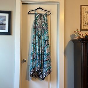 INC International Concepts turquoise paisley maxi in medium with beading
